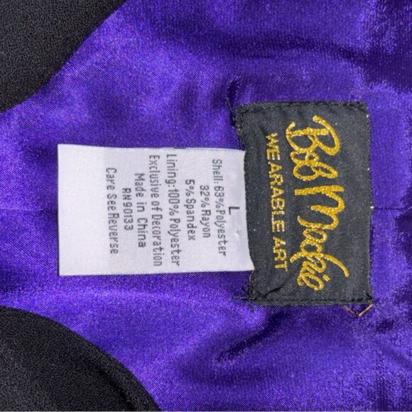 Bob Mackie Women’s Large Black Jacket Colourful Embellishments Pearl Buttons - Picture 2 of 9